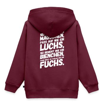 Einschulung Schulanfang Schulbeginn Tiere - Kinder Premium Organic Hoodie - Burgunderrot - Hinten - AI Model Kid Female (0cm)