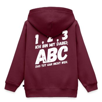 Einschulung Schulanfang Schulbeginn ABC - Kinder Premium Organic Hoodie - Burgunderrot - Hinten - AI Model Kid Female (0cm)
