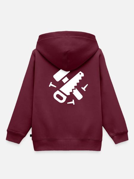 Work Hammer Saw Icon - Kinder Premium Organic Hoodie - Burgunderrot