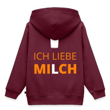 Ich liebe Milch - Kinder Premium Organic Hoodie - Burgunderrot - Hinten - AI Model Kid Female (0cm)