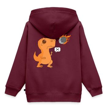 Dinosaurier Stein Papierschere - Kinder Premium Organic Hoodie - Burgunderrot - Hinten - AI Model Kid Female (0cm)