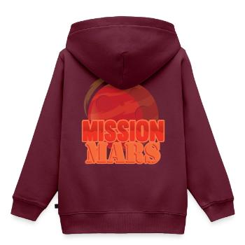 Mars Mission - Kinder Premium Organic Hoodie - Burgunderrot - Hinten - AI Model Kid Female (0cm)