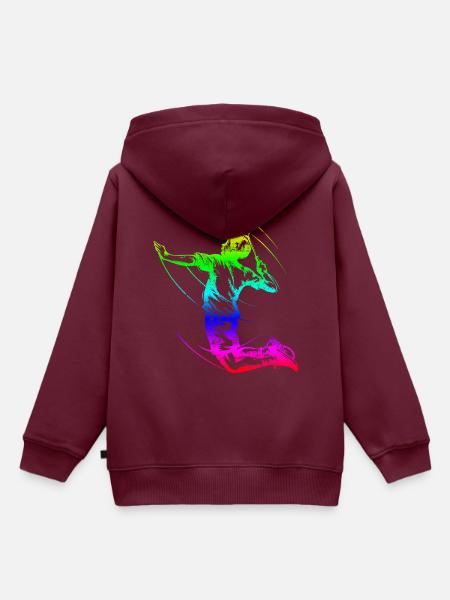 Badminton Spieler Bunt - Kinder Premium Organic Hoodie - Burgunderrot