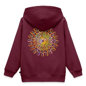 Mandala Yoga tribal Sonne strahlend gelb orange - Kinder Premium Organic Hoodie - Burgunderrot - Hinten - AI Model Kid Female (0cm)