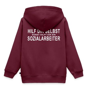 Lustiges Sozialarbeiter und Studenten Shirt - Kinder Premium Organic Hoodie - Burgunderrot - Hinten - AI Model Kid Female (0cm)