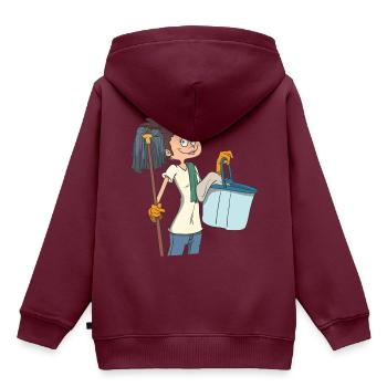 Putzfrau mit Wischmob und Eimer - Kinder Premium Organic Hoodie - Burgunderrot - Hinten - AI Model Kid Female (0cm)