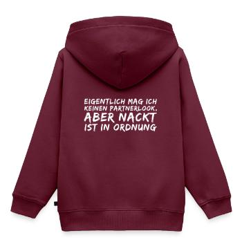 Partnerlook nur nackt - Kinder Premium Organic Hoodie - Burgunderrot - Hinten - AI Model Kid Female (0cm)
