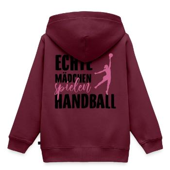 Handball Mädchen Frauen Handballer Geschenkideen - Kinder Premium Organic Hoodie - Burgunderrot - Hinten - AI Model Kid Female (0cm)