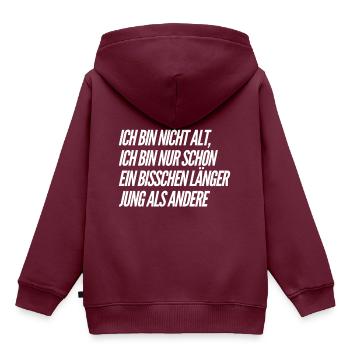 ich bin nicht alt - Kinder Premium Organic Hoodie - Burgunderrot - Hinten - AI Model Kid Female (0cm)