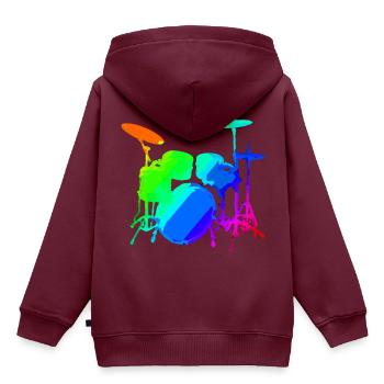 Schlagzeug - Kinder Premium Organic Hoodie - Burgunderrot - Hinten - AI Model Kid Female (0cm)