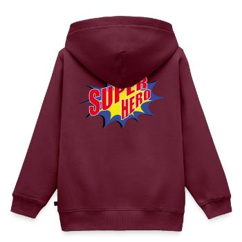 Superhero - Kinder Premium Organic Hoodie - Burgunderrot - Hinten - AI Model Kid Female (0cm)