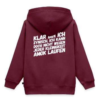 Zynismus hilft mir - Kinder Premium Organic Hoodie - Burgunderrot - Hinten - AI Model Kid Female (0cm)