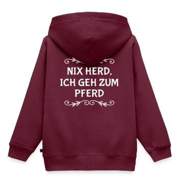 nix Herd, ich geh zum Pferd - Kinder Premium Organic Hoodie - Burgunderrot - Hinten - AI Model Kid Female (0cm)