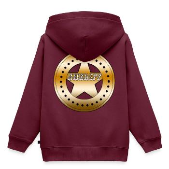 Sheriff Abzeichen Schild - Kinder Premium Organic Hoodie - Burgunderrot - Hinten - AI Model Kid Female (0cm)