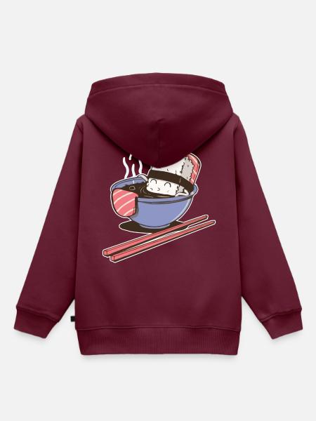 Sushi Suppe Illustration Geschenk - Kinder Premium Organic Hoodie - Burgunderrot