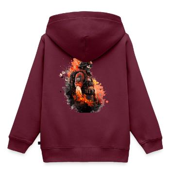Helden in Uniform: Feuerwehrmann - Kinder Premium Organic Hoodie - Burgunderrot - Hinten - AI Model Kid Female (0cm)