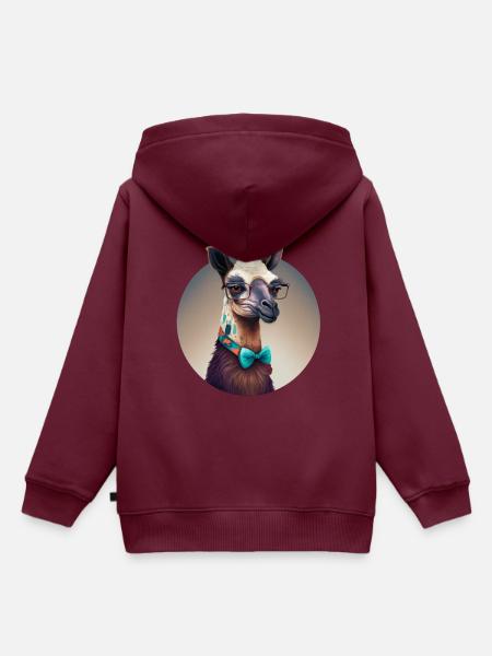 cooles Lama - Kinder Premium Organic Hoodie - Burgunderrot
