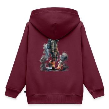 Feuerwehrmann im Einsatz - Kinder Premium Organic Hoodie - Burgunderrot - Hinten - AI Model Kid Female (0cm)