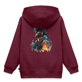 Feuerwehrmann im Einsatz - Kinder Premium Organic Hoodie - Burgunderrot - Hinten - AI Model Kid Female (0cm)