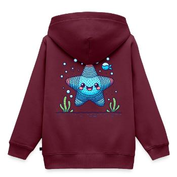 Amigurumi Stern taucht im Wasser - Kinder Premium Organic Hoodie - Burgunderrot - Hinten - AI Model Kid Female (0cm)