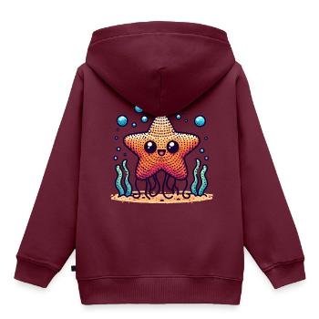 Amigurumi Stern taucht im Wasser - Kinder Premium Organic Hoodie - Burgunderrot - Hinten - AI Model Kid Female (0cm)