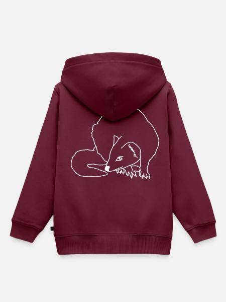 Marder lineart - Kinder Premium Organic Hoodie - Burgunderrot