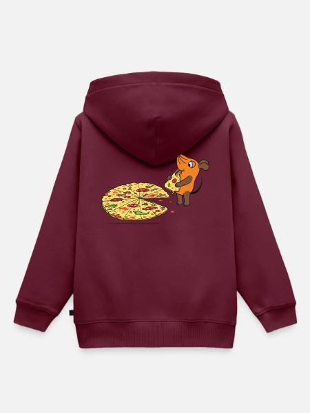 Die Maus mit Pizza - Kinder Premium Organic Hoodie - Burgunderrot