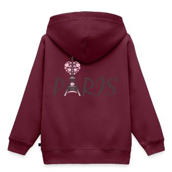 Eiffelturm - Kinder Premium Organic Hoodie - Burgunderrot - Hinten - AI Model Kid Female (0cm)