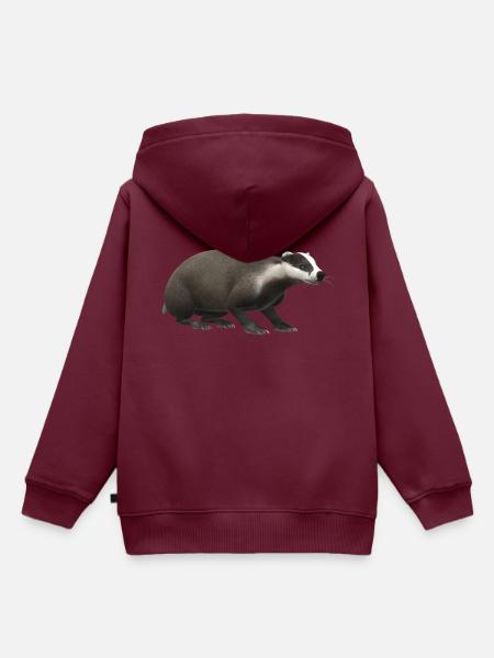 3D Dachs - Kinder Premium Organic Hoodie - Burgunderrot