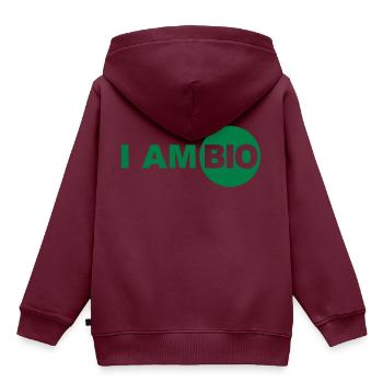 bio - Kinder Premium Organic Hoodie - Burgunderrot - Hinten - AI Model Kid Female (0cm)