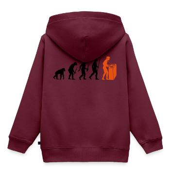 Evolution Techno - Kinder Premium Organic Hoodie - Burgunderrot - Hinten - AI Model Kid Female (0cm)