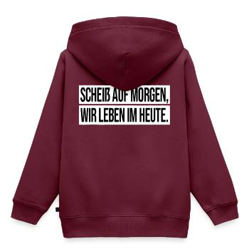 Apache Spruch Zitat - Kinder Premium Organic Hoodie - Burgunderrot - Hinten - AI Model Kid Female (0cm)