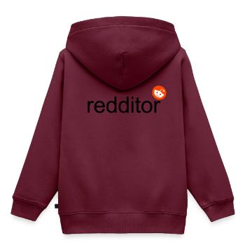 redditor - Kinder Premium Organic Hoodie - Burgunderrot - Hinten - AI Model Kid Female (0cm)