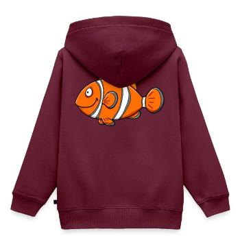 Clownfisch - Kinder Premium Organic Hoodie - Burgunderrot - Hinten - AI Model Kid Female (0cm)
