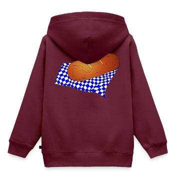 Brot - Kinder Premium Organic Hoodie - Burgunderrot - Hinten - AI Model Kid Female (0cm)