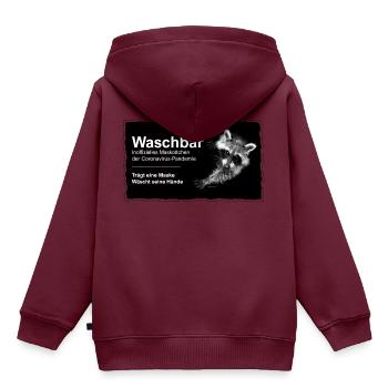 Maskottchen - Waschbär - Kinder Premium Organic Hoodie - Burgunderrot - Hinten - AI Model Kid Female (0cm)