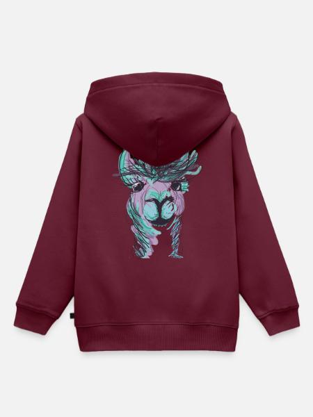 Alpaka Llama Purple - Kinder Premium Organic Hoodie - Burgunderrot