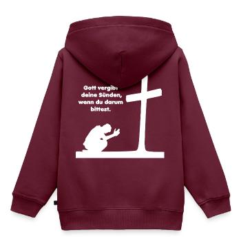 Vergebung Jesus Christus - Kinder Premium Organic Hoodie - Burgunderrot - Hinten - AI Model Kid Female (0cm)