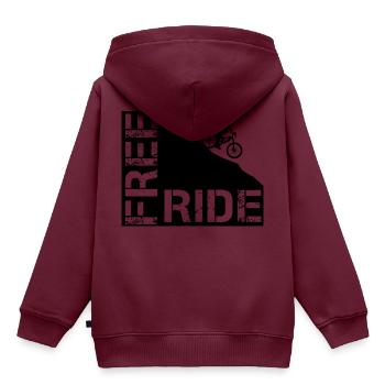 Freeride - Kinder Premium Organic Hoodie - Burgunderrot - Hinten - AI Model Kid Female (0cm)