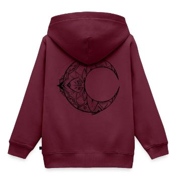 Halbmond Mnadala in schwarz - Kinder Premium Organic Hoodie - Burgunderrot - Hinten - AI Model Kid Female (0cm)