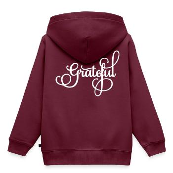 Danke - Kinder Premium Organic Hoodie - Burgunderrot - Hinten - AI Model Kid Female (0cm)