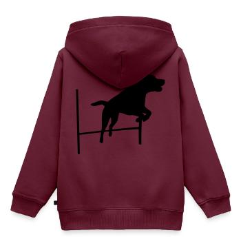 Agility - Kinder Premium Organic Hoodie - Burgunderrot - Hinten - AI Model Kid Female (0cm)