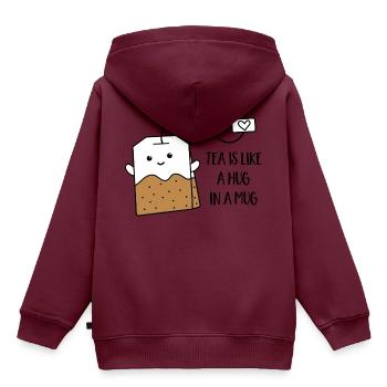 Tee - Kinder Premium Organic Hoodie - Burgunderrot - Hinten - AI Model Kid Female (0cm)