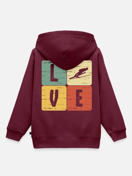 Skispringen - Kinder Premium Organic Hoodie - Burgunderrot