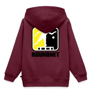 Roundnet Spike Ball Spikeball Fun - Kinder Premium Organic Hoodie - Burgunderrot - Hinten - AI Model Kid Female (0cm)