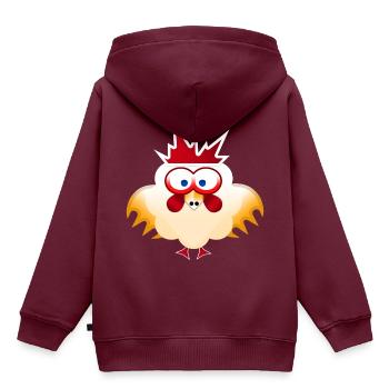 Hahn Hahn - Kinder Premium Organic Hoodie - Burgunderrot - Hinten - AI Model Kid Female (0cm)