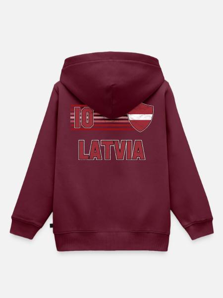 Lettland Fußball Mannschaft - Kinder Premium Organic Hoodie - Burgunderrot