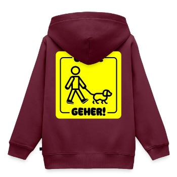 Gassi Gehen Hund - Kinder Premium Organic Hoodie - Burgunderrot - Hinten - AI Model Kid Female (0cm)