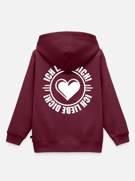 Ich Liebe Dich Herz - Kinder Premium Organic Hoodie - Burgunderrot