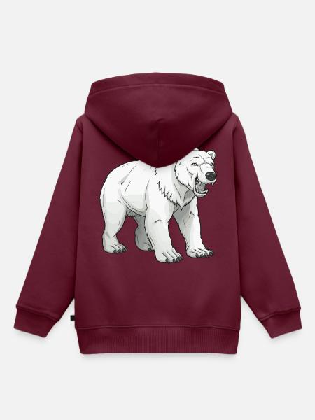 Eisbär Tier - Kinder Premium Organic Hoodie - Burgunderrot